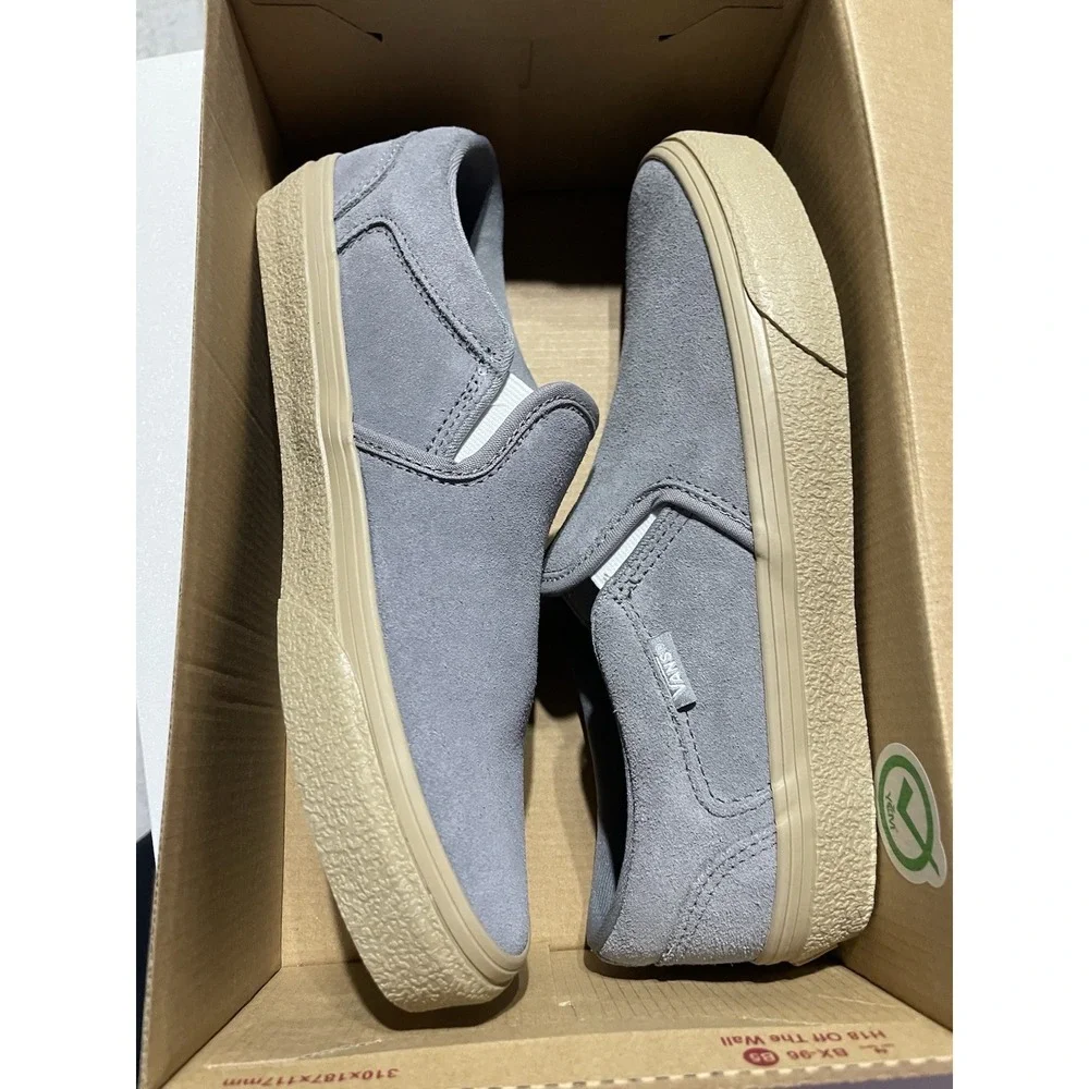 Vans Shoes Men's 8 Asher Crepe Frost Gray Slip On Sneakers Suede Casual